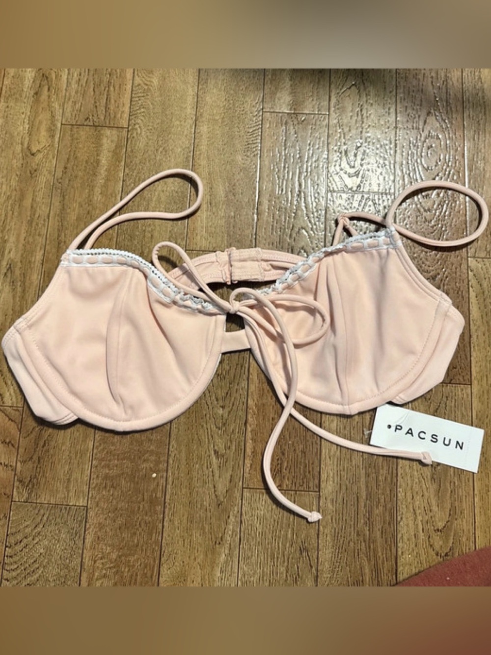 PacSun Pale Pink Crochet-Trim Bikini Top